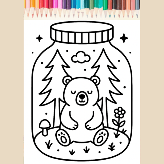 50 Cute Forest Jar Coloring Pages | Kawaii Printable Digital Download 50 Adorable Designs