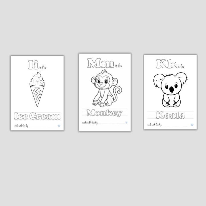 Baby’s First ABC Coloring Pages | Printable Alphabet Book & Baby Shower Gift – Digital Download