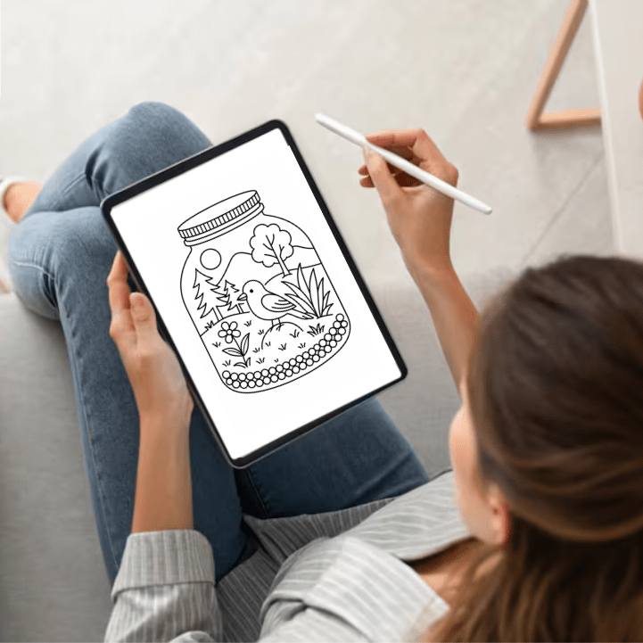 Cute Terrarium Jar Coloring Pages - Digital Download