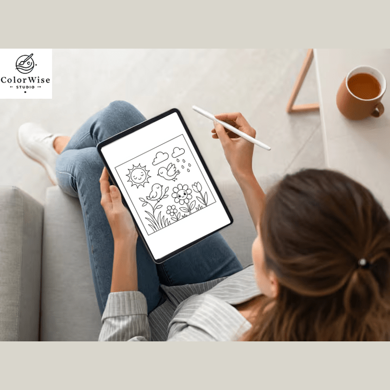 Easy Spring Coloring Pages for Kids – Digital Download
