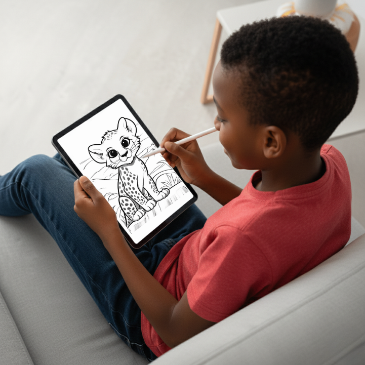 Safari Animals Coloring Pages for Kids Printable PDF + PNG