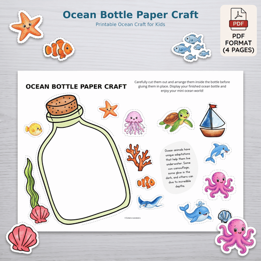 Ocean Bottle Paper Craft – Printable Ocean Craft for Kids