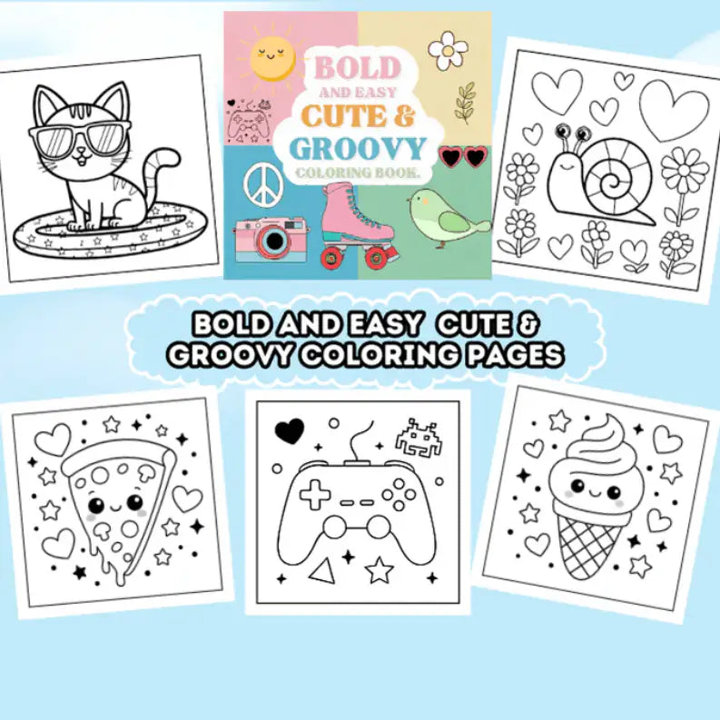 Bold and easy printable coloring pages for a travel activity folder