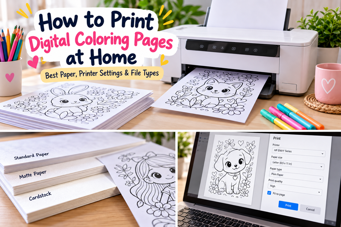How to print digital coloring pages at home with paper and printer settings