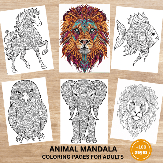 100+ Animal Mandala Coloring Pages for Adults – PDF, PNG & JPG Download