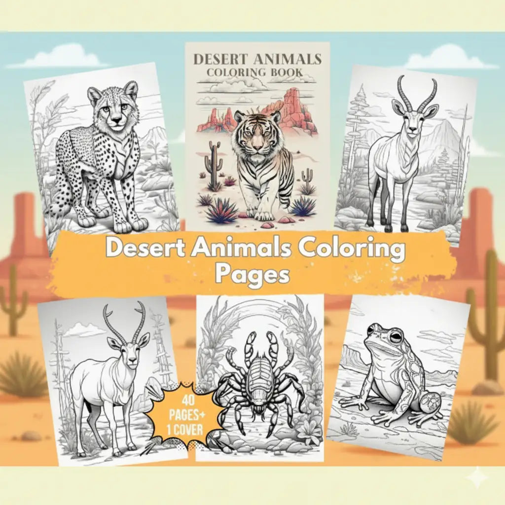 Desert Animals Coloring Pages – Instant Digital Download