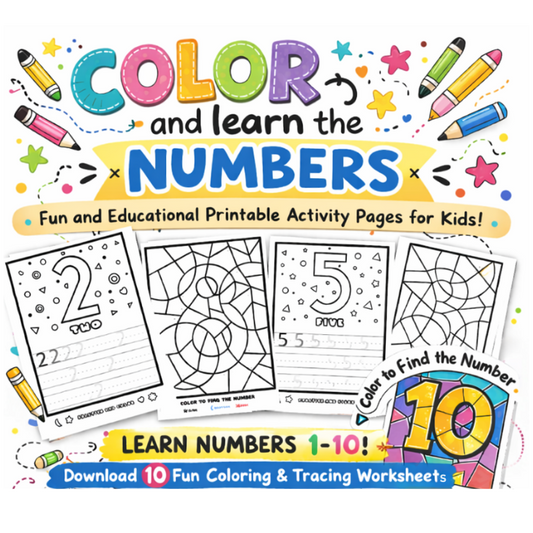 Color & Trace Numbers Worksheets 1–10 | Preschool Printable