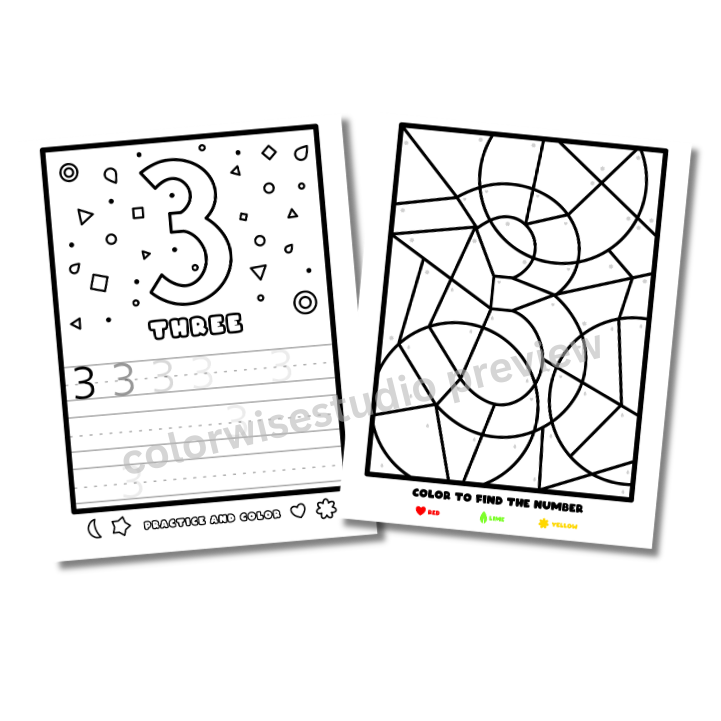 Color & Trace Numbers Worksheets 1–10 | Preschool Printable