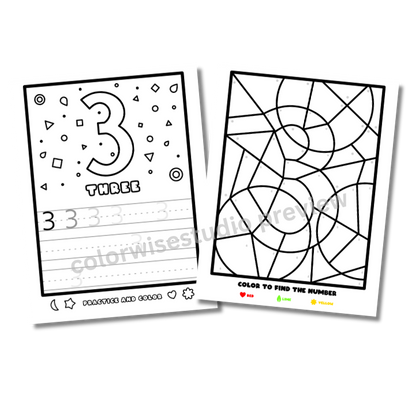 Color & Trace Numbers Worksheets 1–10 | Preschool Printable