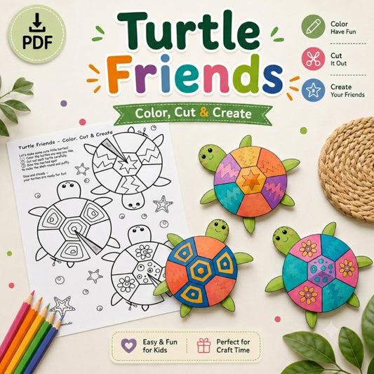 Turtle Printable Craft for Kids – Easy 3D Paper Activity for Kids & Preschool