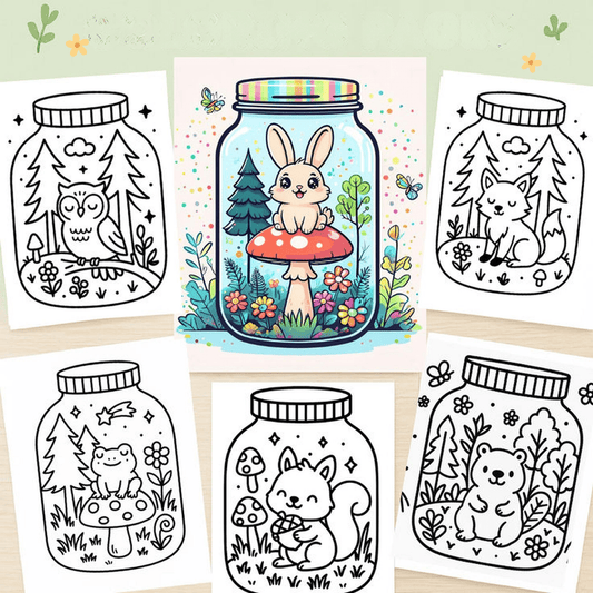 50 Cute Forest Jar Coloring Pages | Kawaii Printable Digital Download 50 Adorable Designs