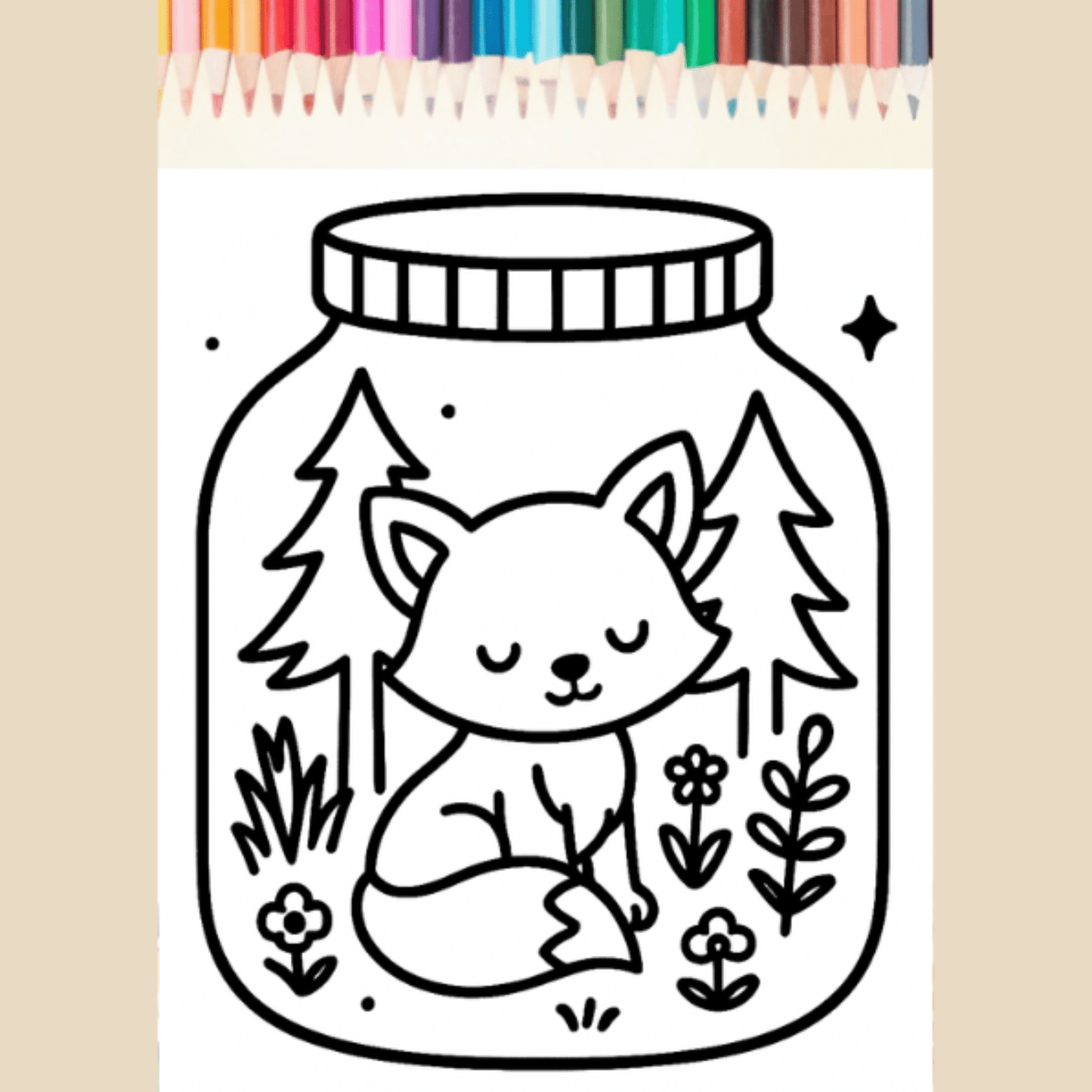 50 Cute Forest Jar Coloring Pages | Kawaii Printable Digital Download 50 Adorable Designs