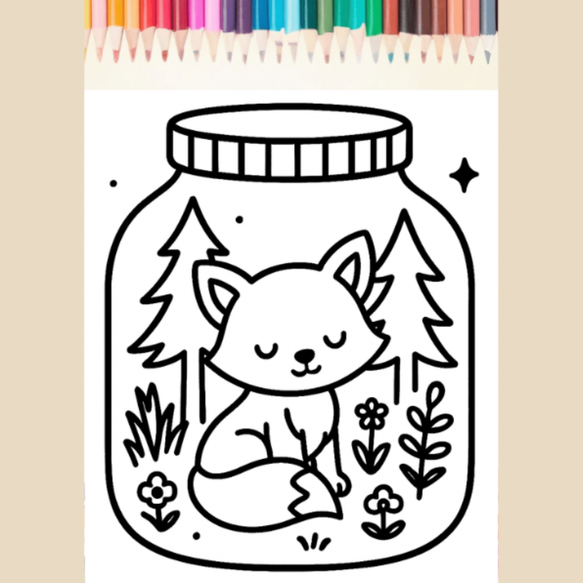 50 Cute Forest Jar Coloring Pages | Kawaii Printable Digital Download 50 Adorable Designs