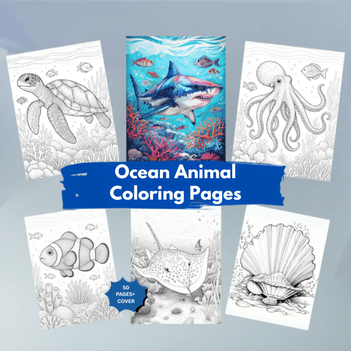 50 Ocean Animal Coloring Pages for Kids and Adults – Instant Download