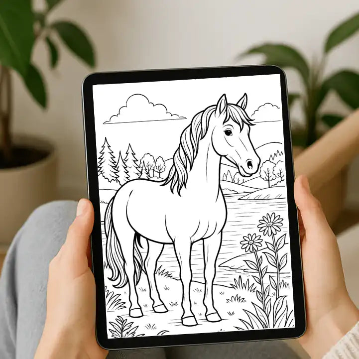 50+ Horse Colouring Pages – Digital Download for Kids & Adults