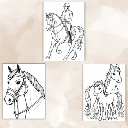 50+ Horse Colouring Pages – Digital Download for Kids & Adults
