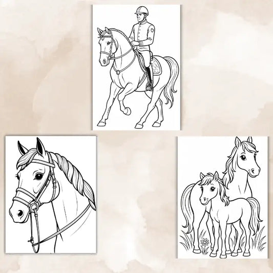 50+ Horse Colouring Pages – Digital Download for Kids & Adults