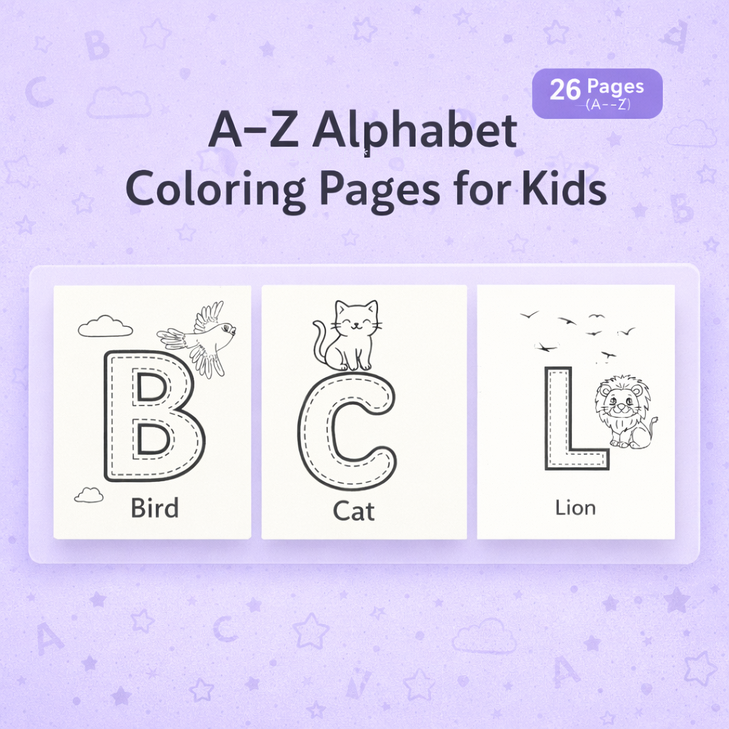 A to Z Alphabet Coloring Pages for Kids – Printable Letter Tracing Wor ...