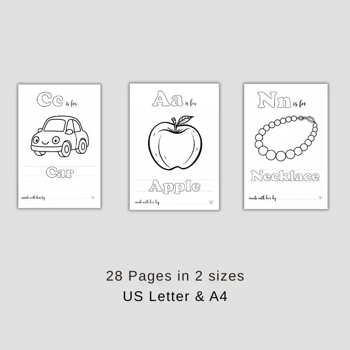 Baby’s First ABC Coloring Pages | Printable Alphabet Book & Baby Shower Gift – Digital Download