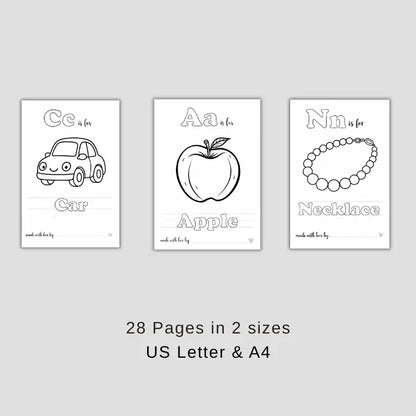 Baby’s First ABC Coloring Pages | Printable Alphabet Book & Baby Shower Gift – Digital Download