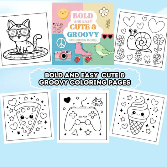 Bold And Easy Cute & Groovy Coloring Pages