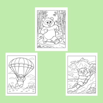 Cute Panda Coloring Pages for Kids – Digital Download