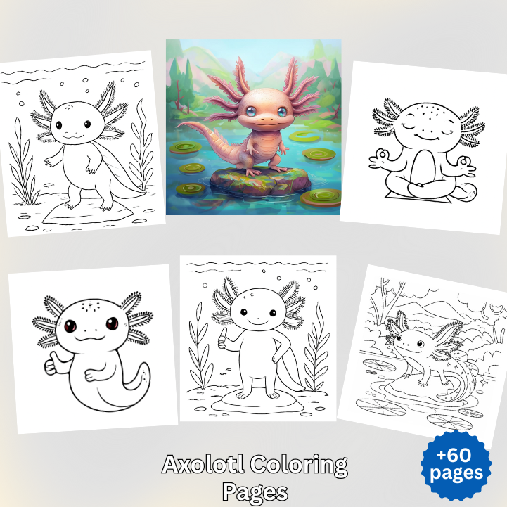 Axolotl Coloring Pages for Kids - 60+ Cute and Fun Designs - Instant Download