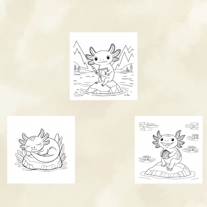 Axolotl Coloring Pages for Kids - 60+ Cute and Fun Designs - Instant Download
