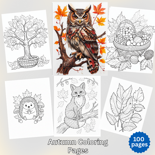 Autumn Coloring Pages for Adults & Kids – Fall-Themed Digital Downloads