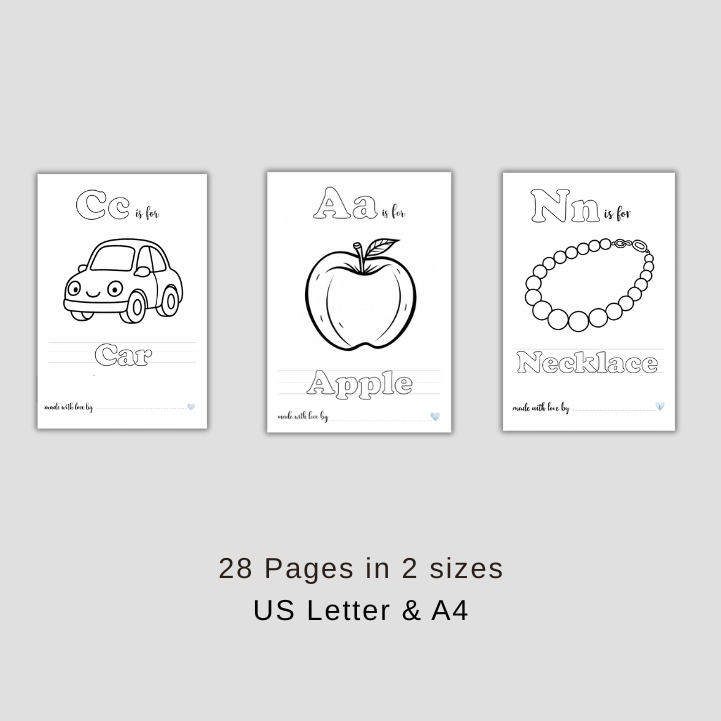 Baby’s First ABC Coloring Pages | Printable Alphabet Book & Baby Shower Gift – Digital Download