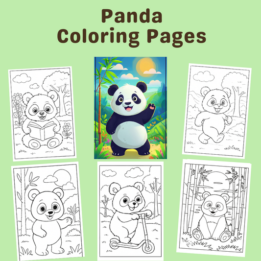 Cute Panda Coloring Pages for Kids – Digital Download