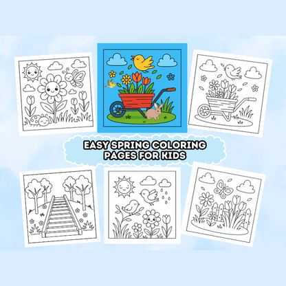 Easy Spring Coloring Pages for Kids – Digital Download
