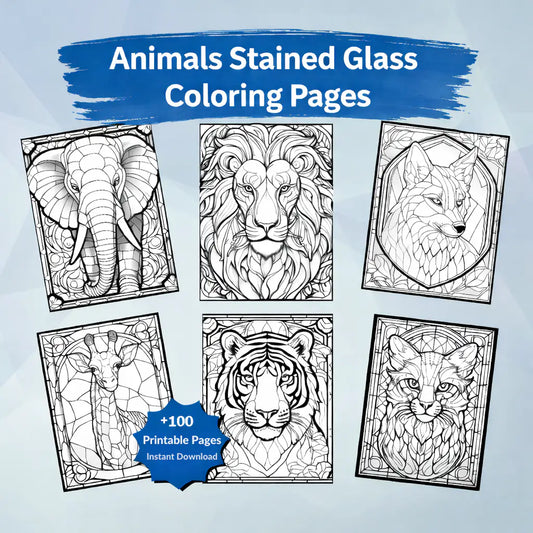 Animals Stained Glass Coloring Pages