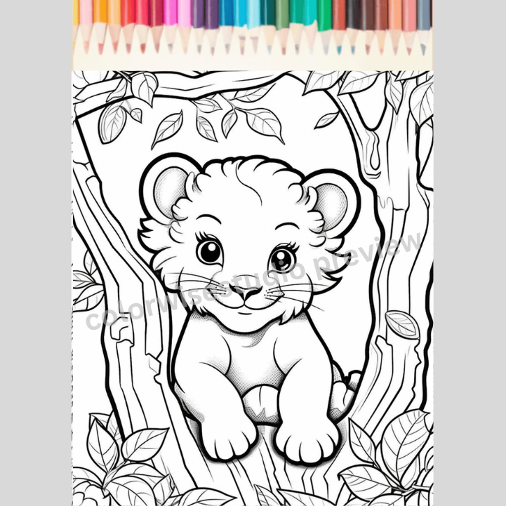Safari Animals Coloring Pages for Kids Printable PDF + PNG