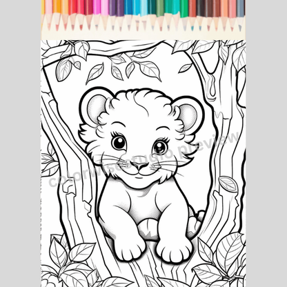 Safari Animals Coloring Pages for Kids Printable PDF + PNG