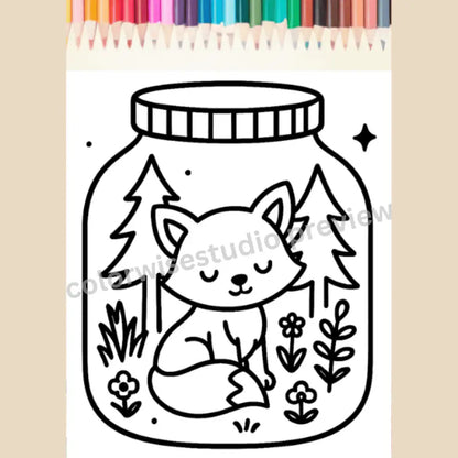 50 Cute Forest Jar Coloring Pages — Kawaii Printable Digital Download
