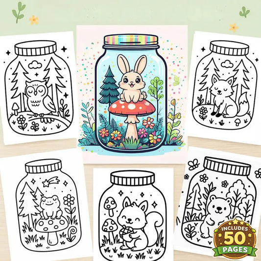 50 Cute Forest Jar Coloring Pages — Kawaii Printable Digital Download