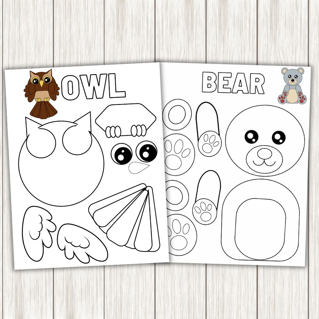 Cut & Paste Animals Worksheets for Kids – 16 Printable Pages Instant Download