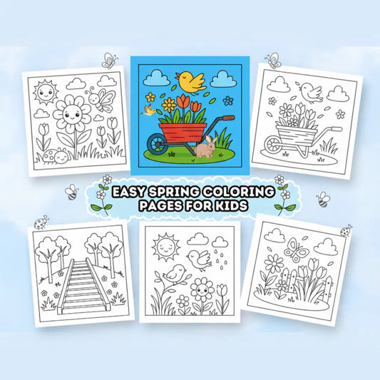 Easy Spring Coloring Pages for Kids – Digital Download