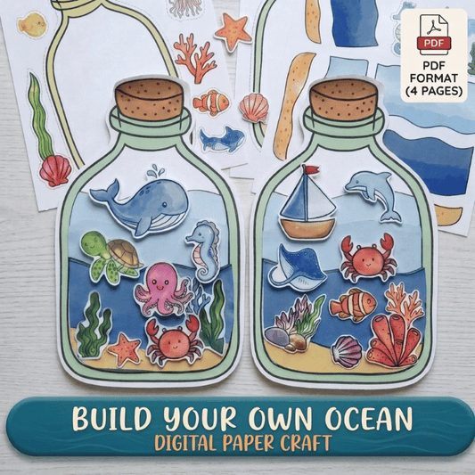 Ocean Bottle Paper Craft – Printable Ocean Craft for Kids