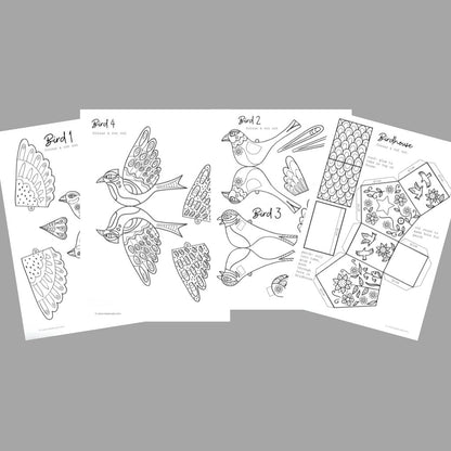 Printable Paper Birds & Birdhouse Craft for Kids – Color, Cut & Build DIY Activity Digital Download