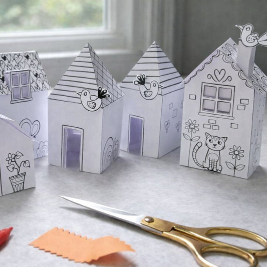 Printable Paper Houses Craft for Kids – Color, Cut & Build DIY Activity Digital Download