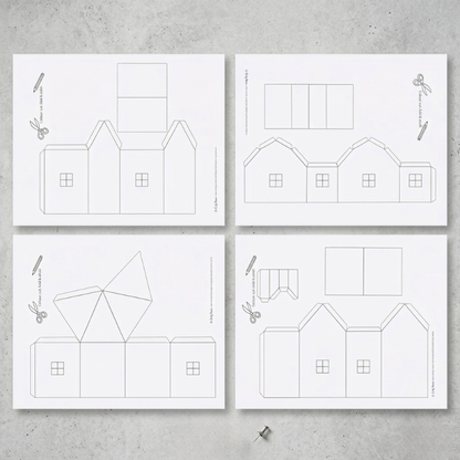 Printable Paper Houses Craft for Kids – Color, Cut & Build DIY Activity Digital Download