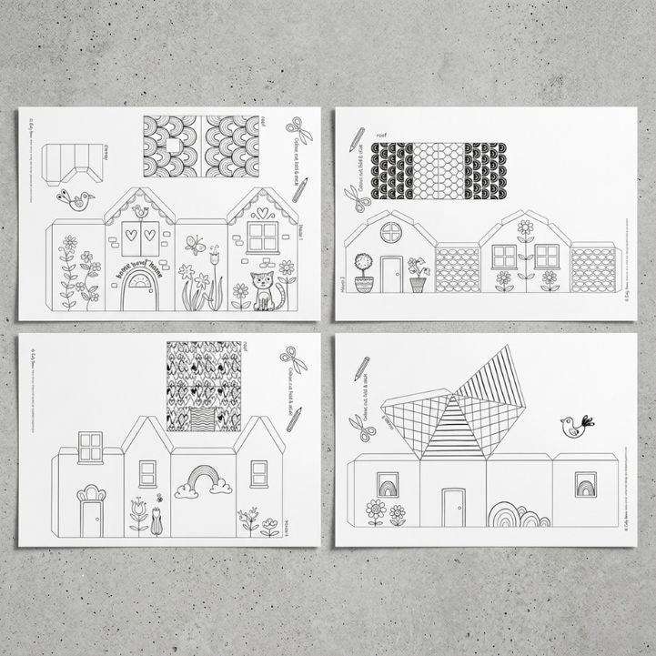 Printable Paper Houses Craft for Kids – Color, Cut & Build DIY Activity Digital Download
