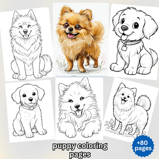 Puppy Coloring Pages – 80+ Printable PDF, PNG, JPG Digital Download for Kids & Adults